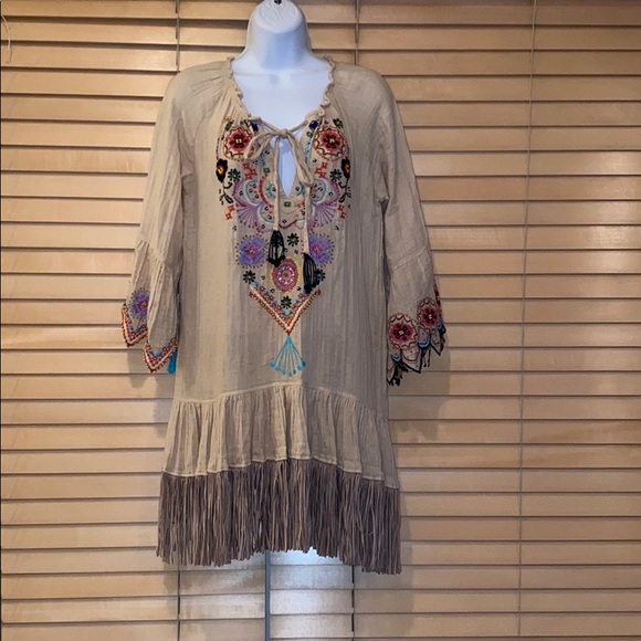Anjuna Glenda Beaded/Fringe Boho Dress - Picture 2 of 9